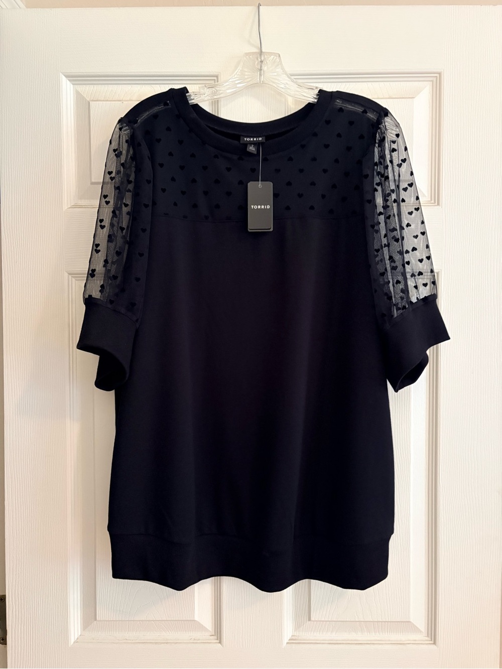 torrid Deep Black Heart Mesh Pullover